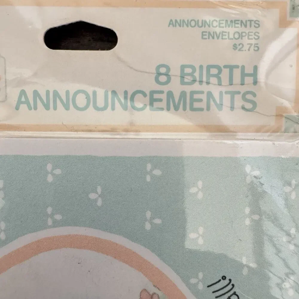 VTG Hallmark Precious Moments New Baby Birth Announcements Boy Or Girl Set Of‎ 8